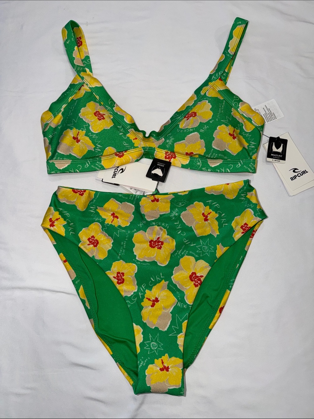 RIPCURL NOVA FLORAL MULTI FIT BRALETTE & HIGH GOOD bikini set, SMALL